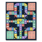 Geometric Multicolored Board Game Grid Rug