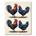 Vibrant Red and Blue Rooster Pair Rug