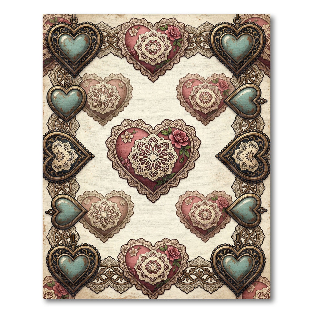 Vintage Heart Lace Floral Charm Rug