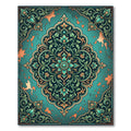 Teal Botanical Medallion with Copper Accents Rug