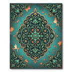 Teal Botanical Medallion with Copper Accents Rug