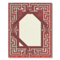 Crimson Maze Geometric Medallion Border Rug