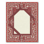 Crimson Maze Geometric Medallion Border Rug