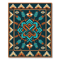 Turquoise Orange Geometric Feather Arrow Rug