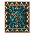 Turquoise Orange Geometric Feather Arrow Rug