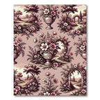 Vintage Dusty Rose Floral Urn Landscape Rug