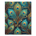 Exotic Teal Gold Peacock Feather Medallion Rug