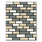 Neutral Toned Staggered Brick Pattern Rug