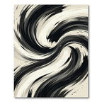 Modern Black White Abstract Swirl Rug