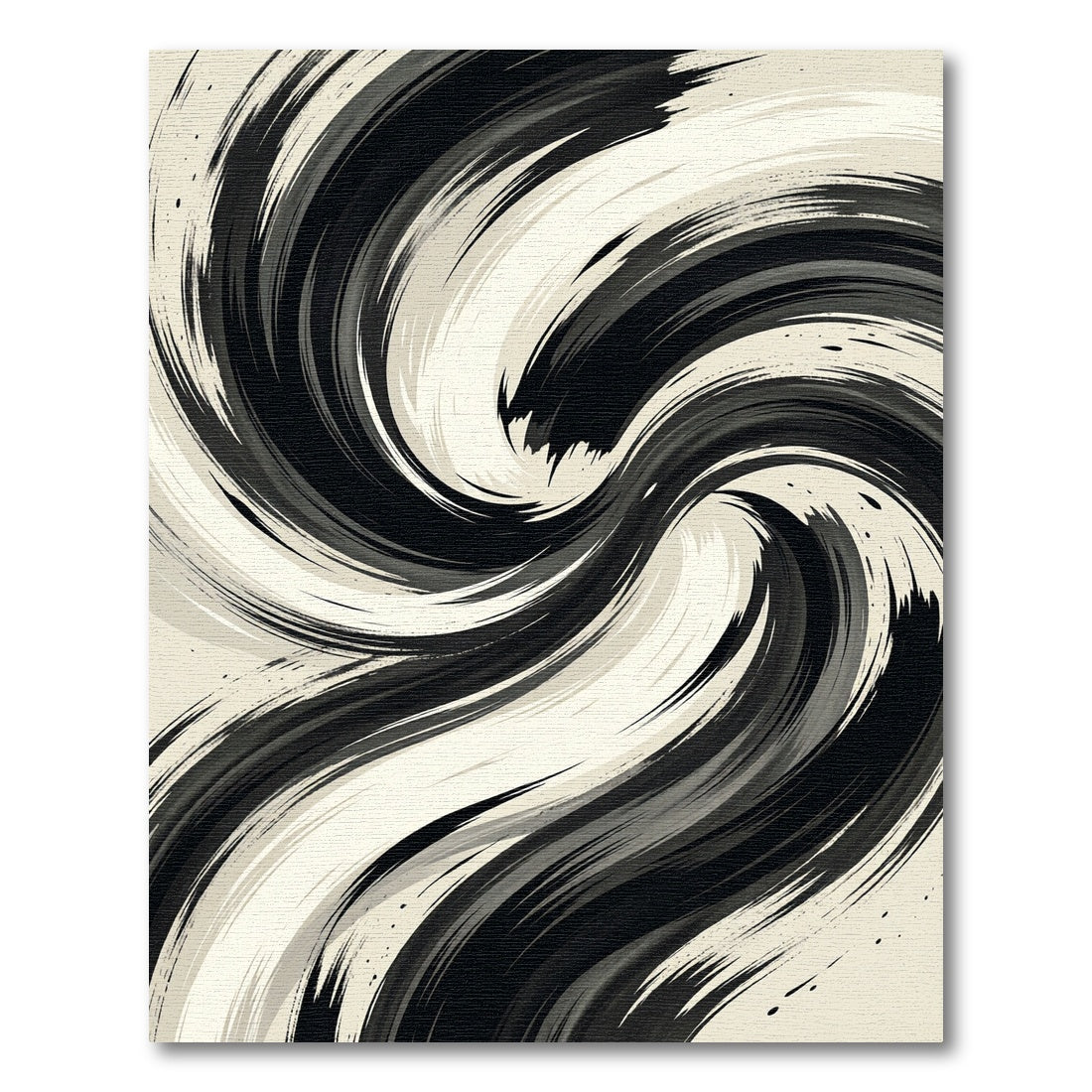 Modern Black White Abstract Swirl Rug