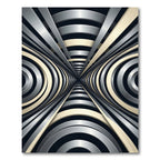 Metallic Silver Abstract Geometric Tunnel Rug