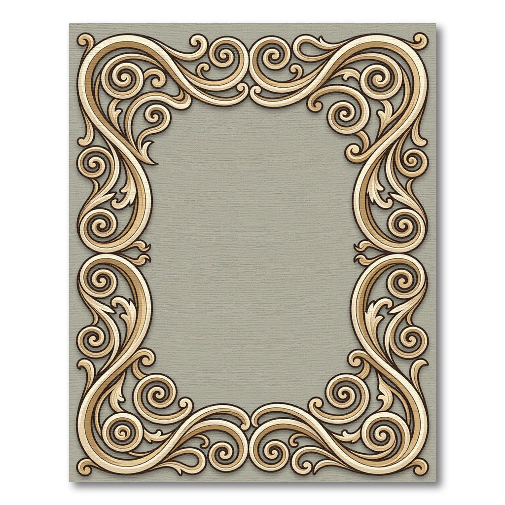 Ornate Gold Scrollwork Frame Rug