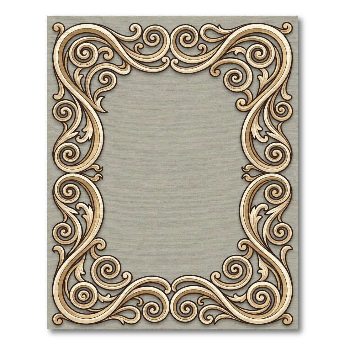 Ornate Gold Scrollwork Frame Rug