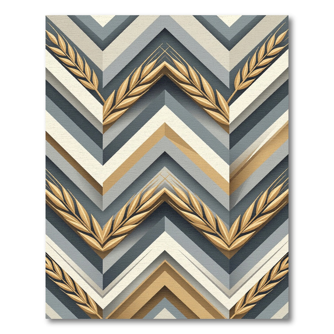 Golden Wheat Chevron Geometric Gray Rug