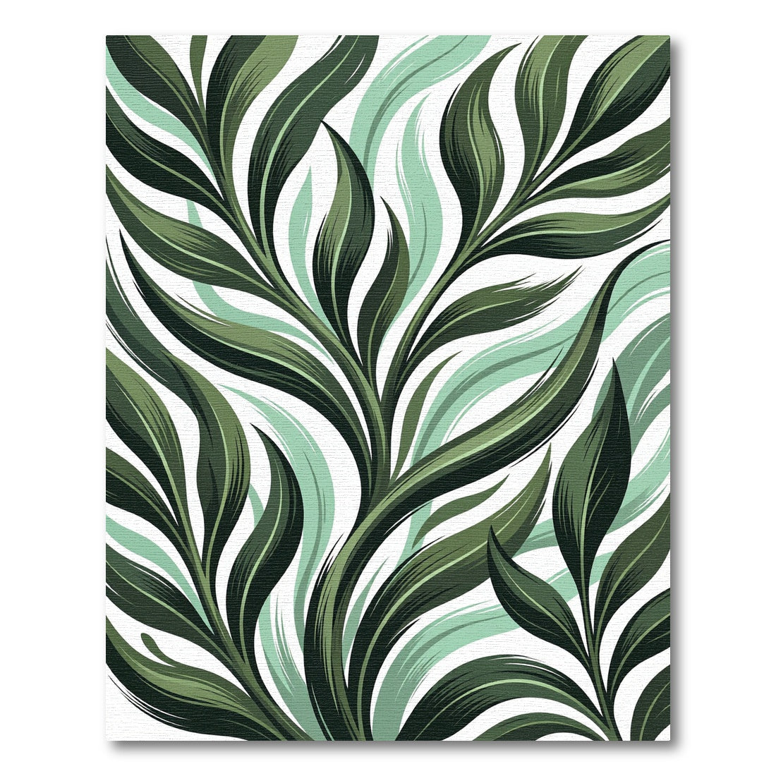 Deep Green Lush Foliage Swirl Rug