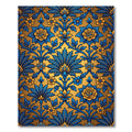 Blue Golden Floral Vine Ornament Rug