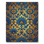 Blue Golden Floral Vine Ornament Rug