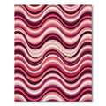 Vibrant Burgundy Rose Wavy Striped Rug