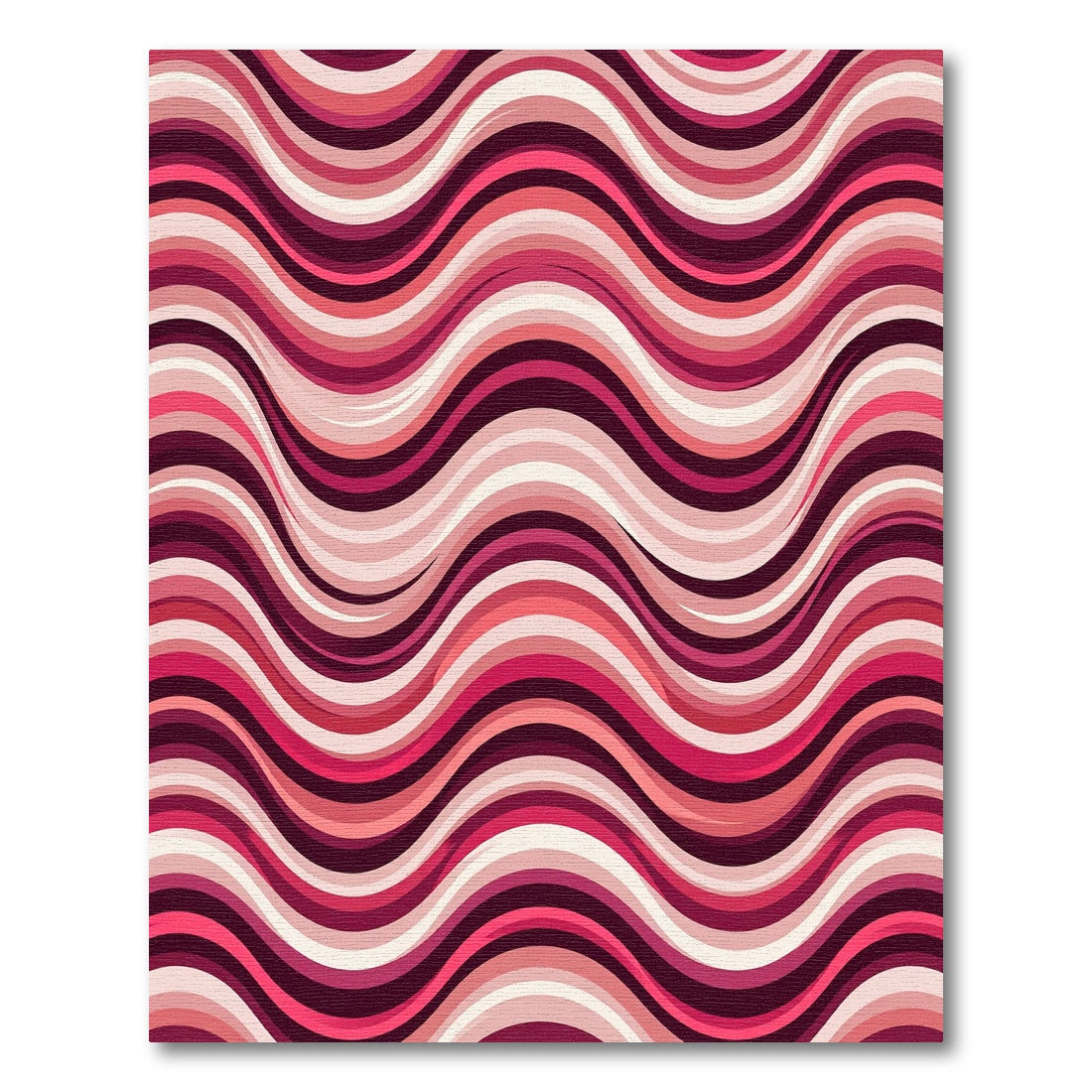 Vibrant Burgundy Rose Wavy Striped Rug