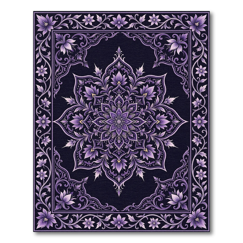 Lavender Floral Medallion Border Rug
