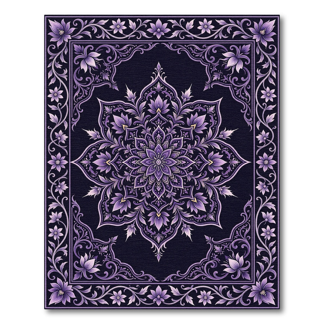 Lavender Floral Medallion Border Rug