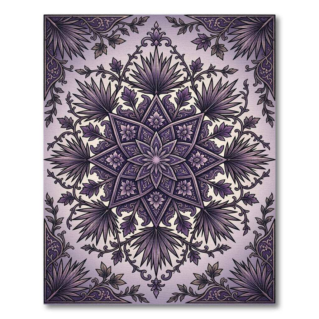 Ornate Plum Floral Star Medallion Rug