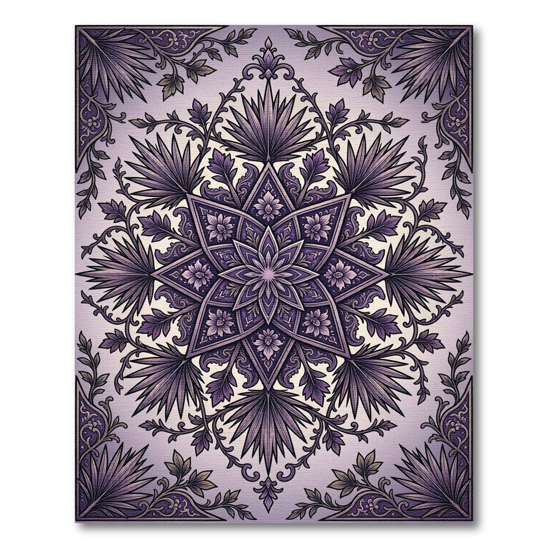 Ornate Plum Floral Star Medallion Rug