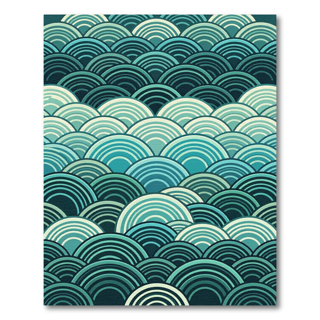 Oceanic Teal Scale Waves Rug