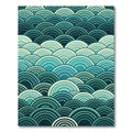 Oceanic Teal Scale Waves Rug