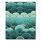 Oceanic Teal Scale Waves Rug
