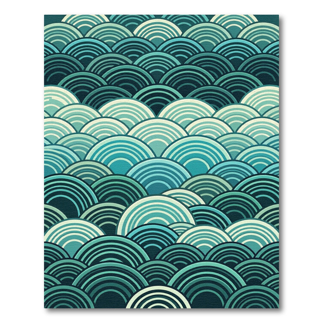 Oceanic Teal Scale Waves Rug