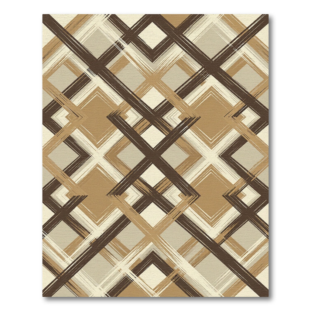 Earthy Tones Geometric Diamond Overlay Rug