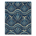 Navy Scalloped Shell Nautical Wave Art Rug