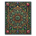 Gilded Green Floral Pomegranate Jewel Rug