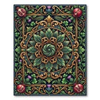 Gilded Green Floral Pomegranate Jewel Rug