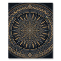 Golden Mandala Geometric Black Medallion Rug