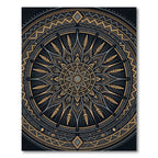 Golden Mandala Geometric Black Medallion Rug