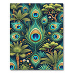 Peacock Feather Botanical Tropical Forest Rug