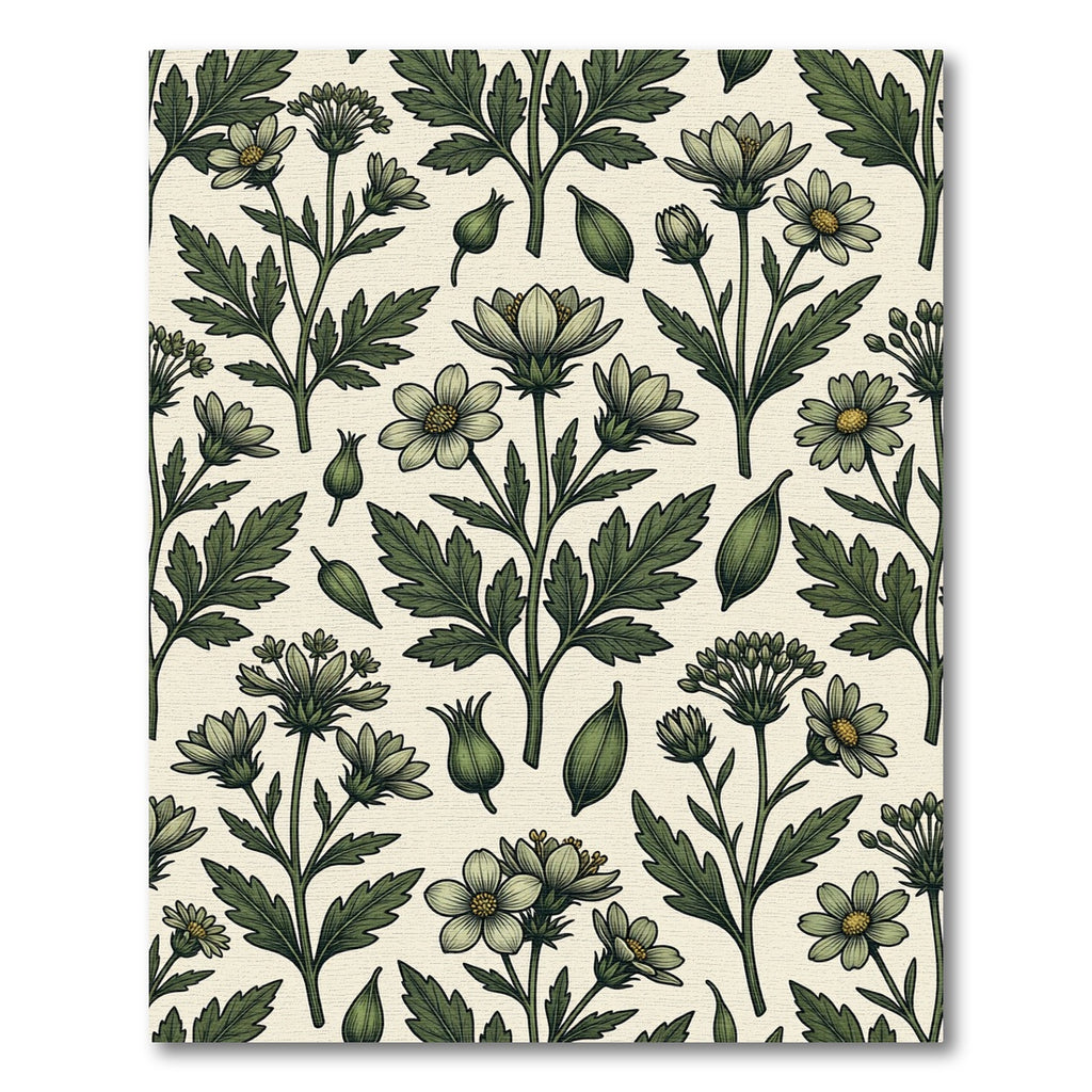 Sage Green Botanical Wildflower Meadow Rug