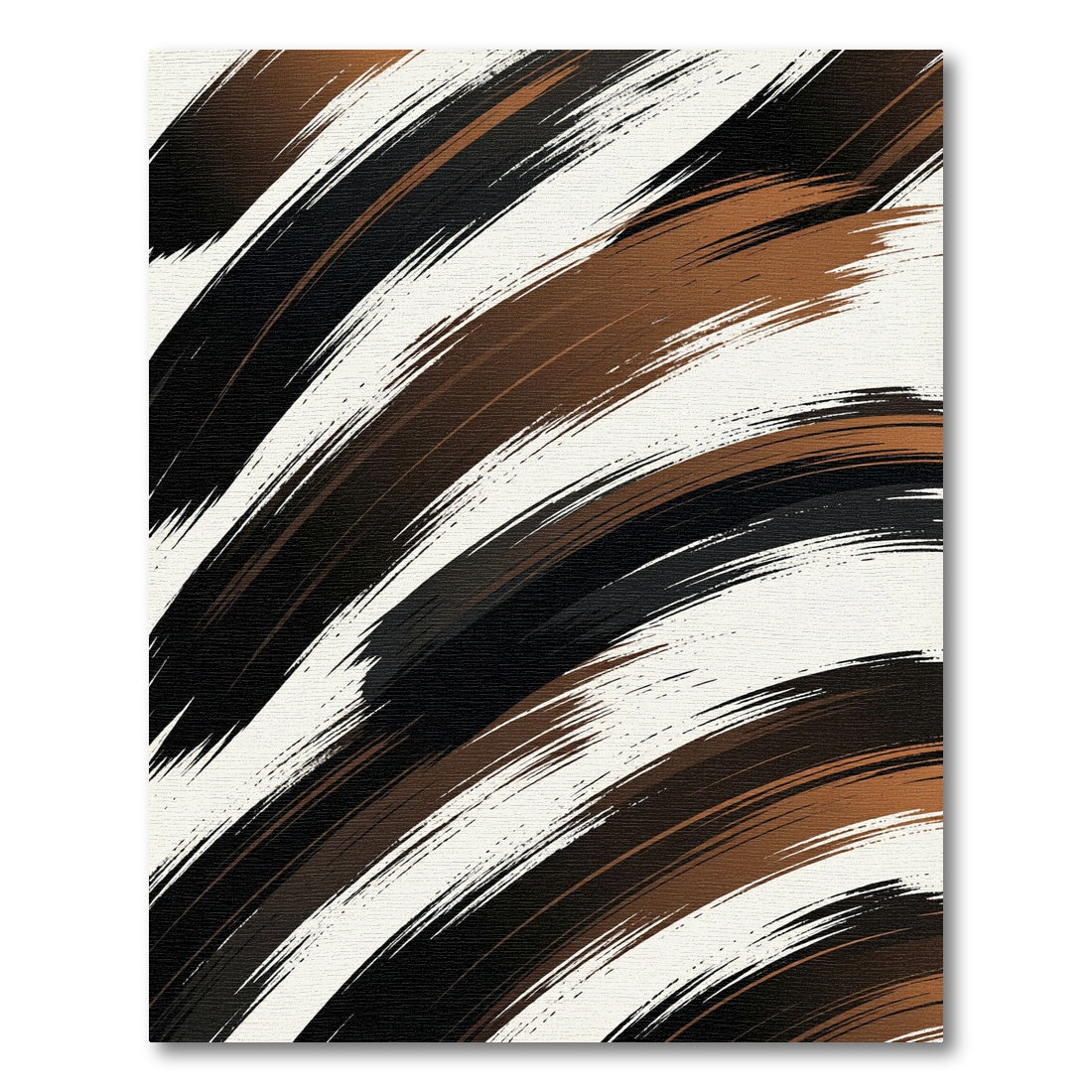 Modern Black and Brown Brush Stroke Rug