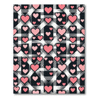 Pink Hearts on Plaid Checkered Backdrop Rug