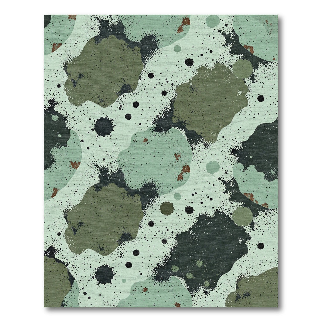 Earthy Green Splatter Organic Forms Rug