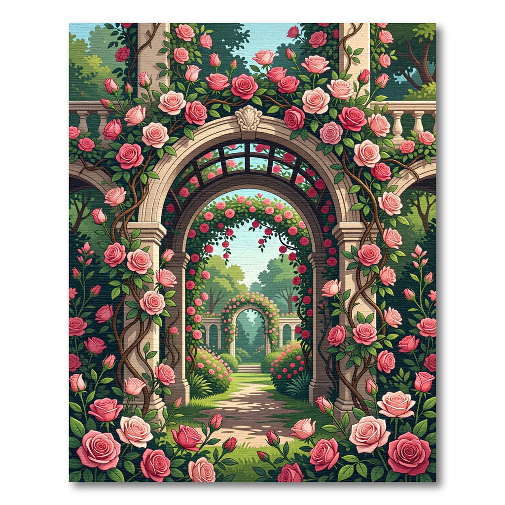 Romantic Rose Garden Archway Botanical Rug