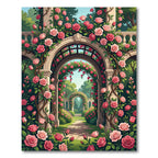 Romantic Rose Garden Archway Botanical Rug