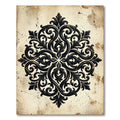 Vintage Black Ornate Baroque Medallion Rug