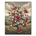 Pink Lily Poppies Daisy Field Meadow Rug