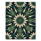 Modern Dark Green Botanical Star Mandala Rug