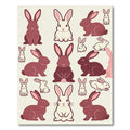Whimsical Burgundy Cream Rabbit Meadow Rug