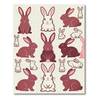 Whimsical Burgundy Cream Rabbit Meadow Rug