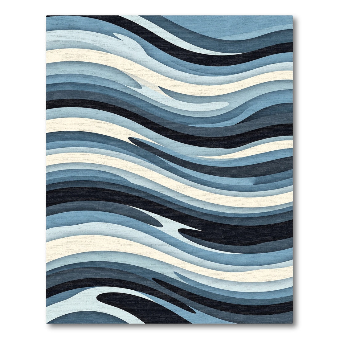 Modern Blue Layered Abstract Wave Rug
